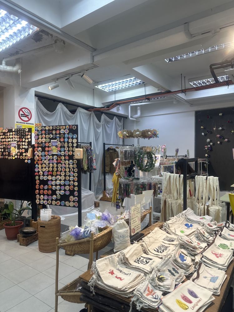 Shop interior with tote bags